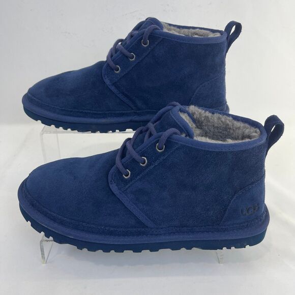UGG Neumel New Navy Blue Suede Boots Mens Size 8 - Picture 1 of 12